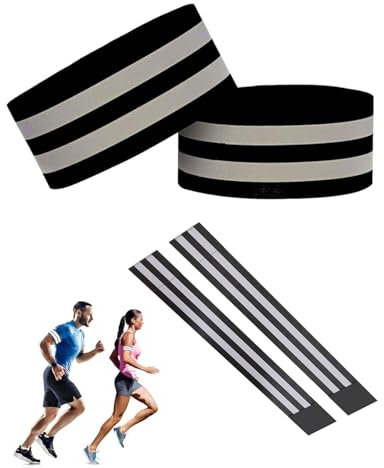 TPZORJX 2 Pièces Brassards Élastique Réfléchissants,Pince Pantalon Vélo,Dragonne Réglable Haute Visibilité,Bande Réflecteur de Sécurité avec Velcro pour Cyclisme Jogging(Noir)