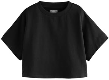 NEXT Mädchen Standard Kastiges T-Shirt aus 100% Baumwolle Schwarz Numeric_134