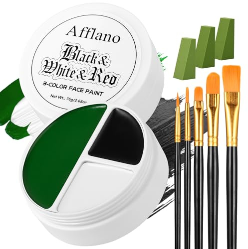 Maquillaje Pintacaras Halloween Profesional Kit Base Blanca Negro Verde Pintura Facial Special Effects Makeup Set Para Teatral Cosplay Carnaval Fiesta Clown FX Zombie Vampiro Disfraz Halloween Adulto