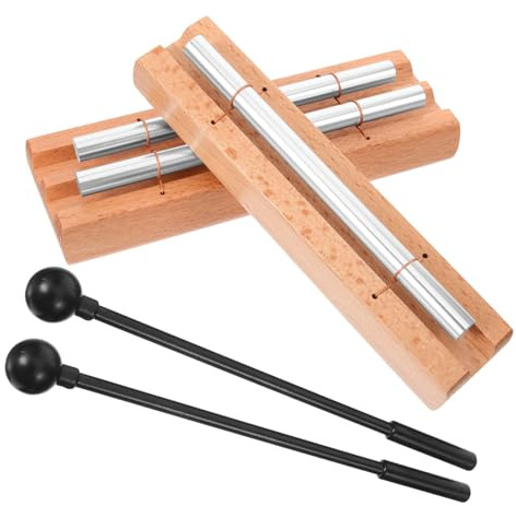 LALADEFIEE 2 Sätze Hand Chimes Holz Percussion Instrument mit Schlägel Klangstab für Meditation Yoga Klangheilung Musikunterricht Geeignet