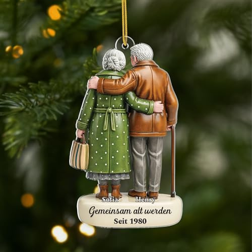 Geschenke Mall Personalisiertes Ornamente - Gemeinsam Alt Werden Seit - Personalisierte Weihnachtssgeschenke, Weihnachtsanhänger für Paare, Deko Weihnachtsbaum (Modell #6)