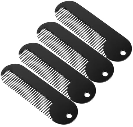 TOVINANNA 4 Stück Pack Kleiner Tragbarer Bartkamm aus Langlebiger Zinklegierung Feinzahniger Schnurrbartkamm für Herren Handlicher Styling und Reise Kamm für Bartpflege Unterwegs