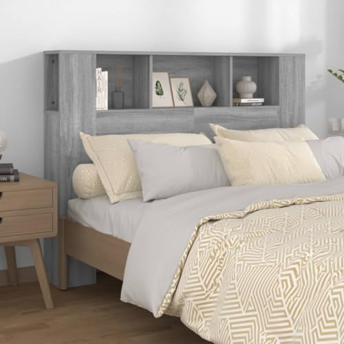 Frdhee Kopfteil Für Bett, Kopfteil mit Ablagen Grau 140x18,5x104,5 cm Kopfteilbezug für Schlafzimmer, Kinderzimmer, Büro