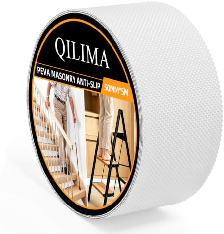 QILIMA Nastro Antiscivolo Trasparente 5cm x 5m, Ultra Sottile e Sicuro | Nastro antiscivolo trasparente e ultra sottile. Texture migliorata per una presa sicura, impermeabile e quasi invisibile