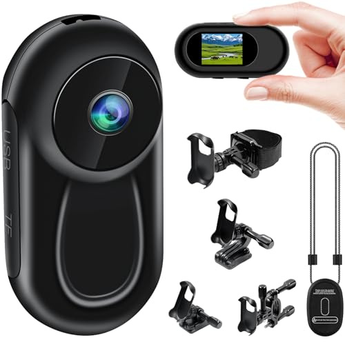 Mini Bodycam 1080P Schermo 0,96 Supporto Magnetico, Visione Notturna | leggero 27,5g, batteria 120min, grandangolo 120°, 7 supporti, 256GB SD, ricarica USB-C, 6 LED IR