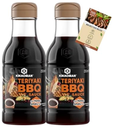 Salsa Teriyaki BBQ con Miele e Gusto Affumicato, 2 x 250 ml (500 ml Totali), Salsa per Marinatura e Barbecue + Mini Ricettario Incluso (beebunch)