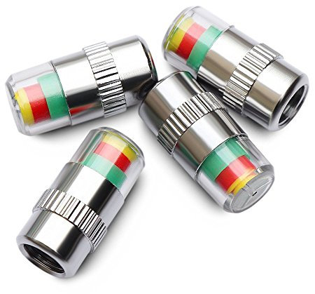 ANKIA 4Pcs 2.2Bar 32PSI Car Tyre Pressure Monitor Valve Stem Caps Sensor Indicator 3 Color Eye Alert