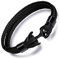 MicLee Bracciale da uomo fatto a mano, con ancora, in vera pelle, con chiusura in acciaio inox, in confezione regalo e Acciaio inossidabile, colore: Nero , cod. ML040