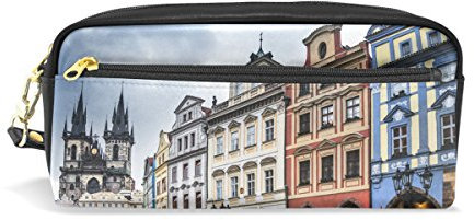 Eslifey Prag Tragbare Tasche PU Leder Schulstifteetui, Stifteetui, Stifteetui, Wasserdicht, Kosmetiktasche, Make-up-Koffer