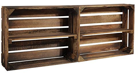 CHICCIE 3 Set Holzregal Schmalhanz 50x40x15cm - Geflammt 1x langes Regal