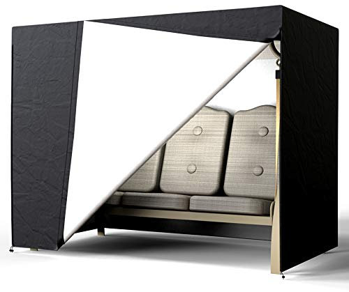 Judy1980 Housse Balancelle Jardin 3 Places,Bâche de Protection Balançoire 420D Oxford Imperméable Anti-UV,Anti-Poussière 220x125x175CM (Noir)