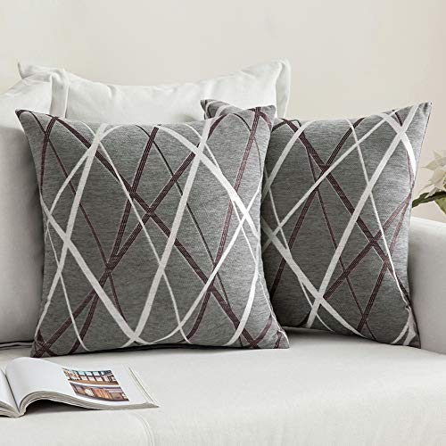MIULEE Kissenbezug 40x40 cm Weicher Chenille Sofakissen Bezug mit Modernem Design Perfektes Dekokissen für Wohnzimmer
