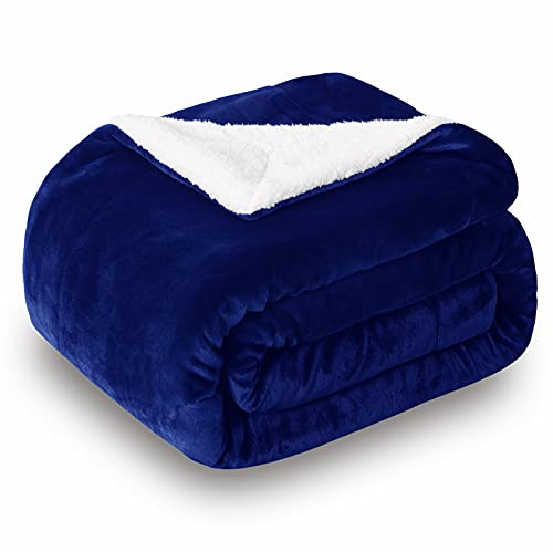 SOCHOW Sherpa Fleece Throw Blanket, Double-Sided Super Soft Luxurious Plush Blanket 150cm×200cm, Royal Blue