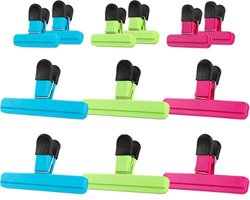 INHEMI Pince Sachet, 12 Pièces Clip de Fermeture en Plastique, Sacs Alimentaires pour Emballage Cuisine（2 Taille）