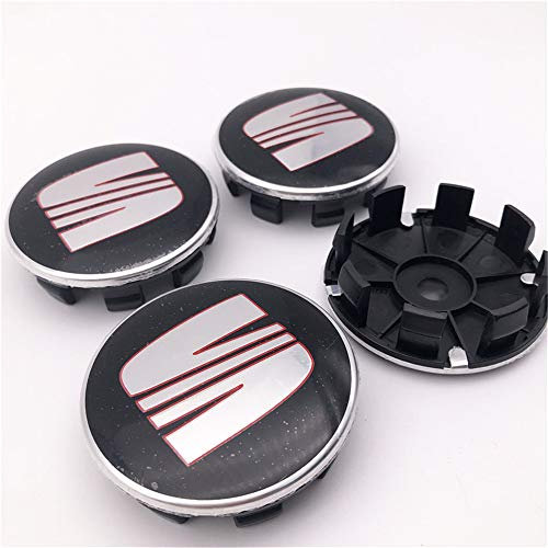 Forten 4 pièces 63mm 2.48pour enjoliveurs de Seat Seat Leon Leon Couvre Jantes enjoliveurs de Roue 1P0 601165 (Noir)