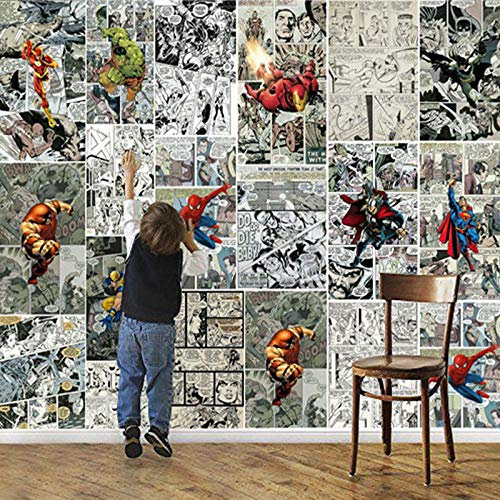 Manga Comics Comics 3D Papier Peint Enfants Chambre Décor TV Fond Revêtement Mural Super Héros Papier Peint Auto-Adhésif-200 * 140 cm