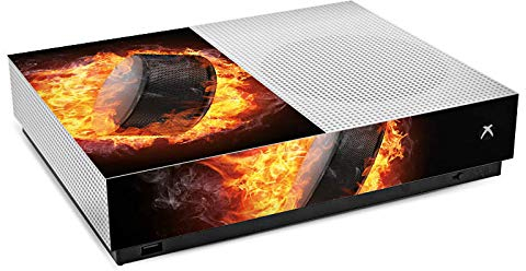 DeinDesign Skin kompatibel mit Microsoft Xbox All Digital One S Folie Sticker Eishockey Feuer