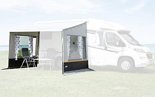 BERGER Wohnwagen Vorzelt XXL Seitenwand für Thule Markisen, Regenschutz und Sonnenschutz | Seitenteil Vordach für Markise, Anbauhöhe: 280-300 cm, Seitenteile mit Sichtfenster inkl. Andruckstangen