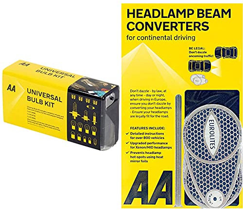 AA Universal Bulb Kit - Clear/Red/silver & Car Headlamp Headlight Beam Converters Adaptors Benders AA8338 – EU Driving Essential – 1 Pair