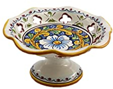 ILAB Centrotavola alzata piccola in ceramica decorata a mano da ceramisti siciliani di Santo Stefano di Camastra barocco art 5
