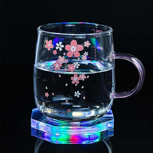 KEEDA LED-Untersetzer für Getränke, Wiederaufladbar Beleuchteter Acryl-Untersetzer für Bar Cocktail Bier Getränke, Flaschenbecher Leuchtende Matte für Party Hochzeit Bar Club (RGB, Achteckig)