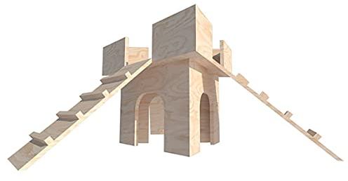 Meerschweinchenhaus Versteck mit Rampen Heimtrainer (unlackiert)