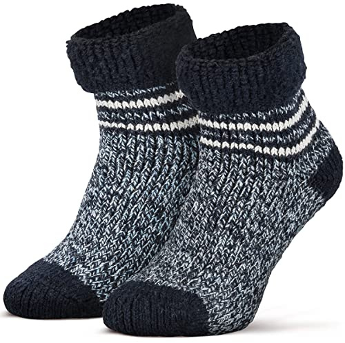 Piarini ABS Stoppersocken - 1 Paar - Wollsocken - Wintersocken - Norwegersocken mit Innenfrottee - Damen Herren