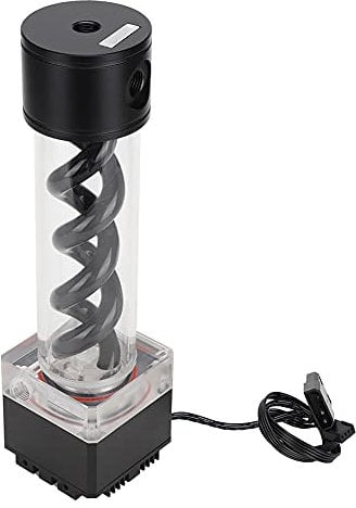 ASHATA 800L/H Water Cooling Pump Reservoir, 8W 7V 0.7A Water Cooling Tank for PC CPU Cooling System, 4M Pump Head Fast Heat Dissipation, with Rubber Rings, Bracket, Round Buckle (Black)