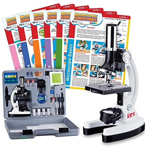 AmScope - 52-teiliges Anfänger-Mikroskop-Set, Wissenschafts-Set mit Zubehör und Koffer + 6 Mikroskop-Experimentier- und Aktivitätskarten – weiß – M30-ABS-KT2-W-EXCL1