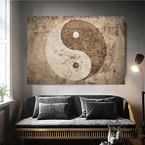 Modernes Yin Yang Symbol Poster Leinwanddruck Drucke Zen Stil Moderne Wandkunst Bilder für Wohnzimmer Wohnkultur70x100cm (70x100cm) Kein Rahmen