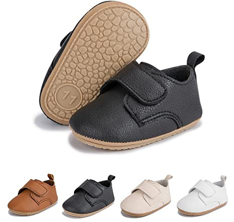 Sonsage Kleinkind Baby Junge Mädchen Leder Turnschuhe Kleinkind Slip on Weiche Gummisohle Schuhe Neugeborenes Babybett Erste Wanderschuhe 6-12 Monate