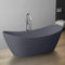 StoneArt Freistehende Badewanne aus Mineralguss Design Gussmarmor Standbadewanne moderne Wanne freistehend inkl. Ablaufgarnitur BS-526 185x79 beton-grau matt