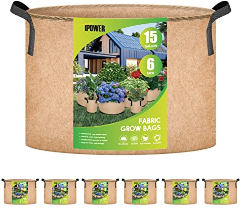iPower Récipients d'aération en Tissu avec poignées en Nylon, pour Plantation de légumes, Brun Clair, 50 litres