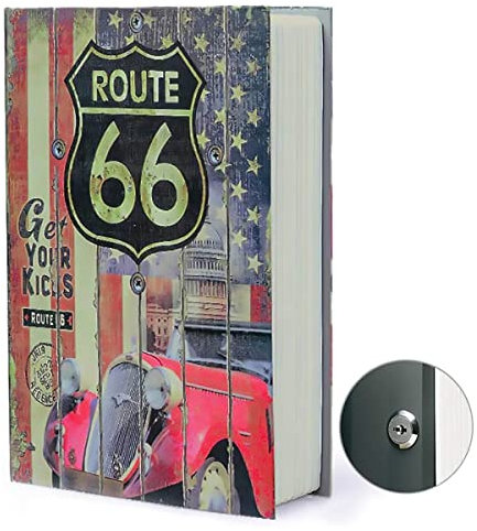 Diversion Book Safe Storage Box, Dictionary Secret Safe Can Stash Secret Book Safe Security Locker with Key, Portable Cash Jewelry Storage Box Case Lockable Book Safe for Traveling (Key, 66 Route)