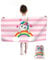Einhorn Strandtuch, Kinder Strandtücher 60 x 120 cm, Schnell Trocknend Badetuch Reisen Schwimmen Duschtuch für Kinde (Pink Rainbow)
