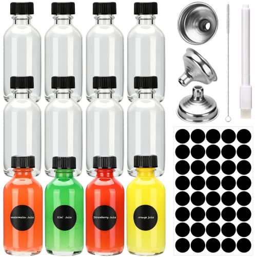 Mini Botella Cristal, 60ml Set de Mini Botellas Pequeñas con Tapa, Frascos de Vidrio, Kit de Botes para Regalitos Boda, Fiesta, Especias y Mermelada (12 Pcs) (12)