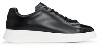 BOSS Mens Bulton Runn Rubber-Outsole Trainers in Leather Size 9 Black