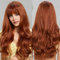 HAIRCUBE Oranger Synthetik-Damenperücke, gestufte Perücken mit Pony, lang und gewellt, hitzebeständige Naturperücken