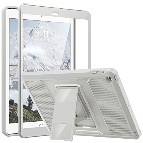 MoKo Schutzhülle für iPad 9,7 Zoll 6. / 5. Generation 2018/2017, robust, Stoßfeste, Hybrid-Ganzkörper-Schutzhülle mit integriertem Displayschutz, kompatibel mit Apple iPad 9,7 Zoll 2018/2017, Hellgrau