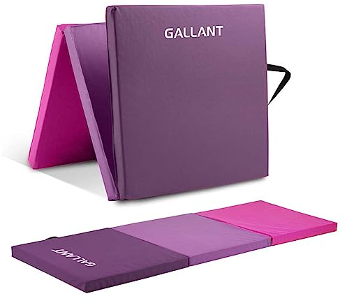Gallant Gymnastics Mat Foldable – 6FT Exercise Mat with Carry Handles, Non Slip PU Leather, High Density Polyethylene Crash Workout Mats for Kids