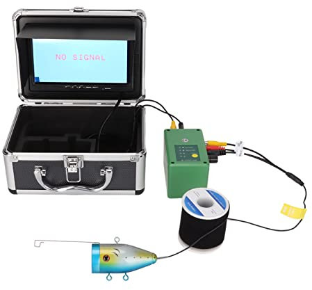 SYH&AQYE Tragbare Unterwasser Angelkamera, 7 Zoll TFT Farbdisplay Fischfinder, 15 Infrarotlichter 1000TVL Fischförmige Kamera für Eissee Seeboot Kajakfischen(EU)