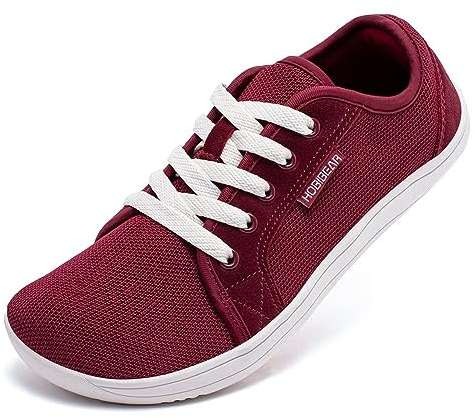 HOBIBEAR Unisex Breite Barfuss Schuhe Damen Herren Barfußschuhe Minimalistische Outdoor Trail Running Walking Schuhe (Weinrot EU 40)