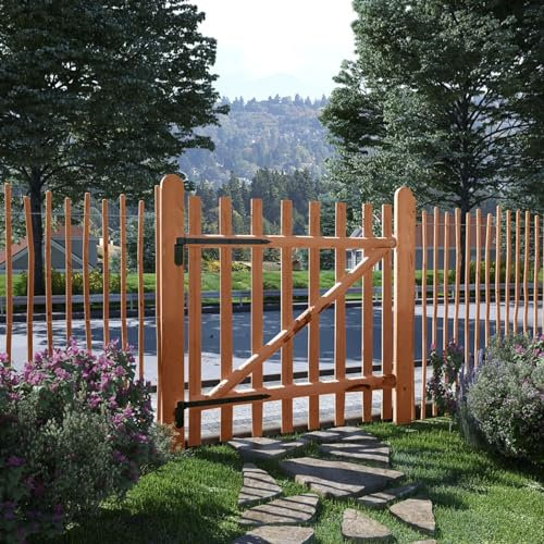 ZEYUAN Puerta para Valla, Puertas Metalicas Exterior, Puerta Jardin, Valla De Jardin, Puerta De Jardín, 100x100cm Madera de avellano impregnada