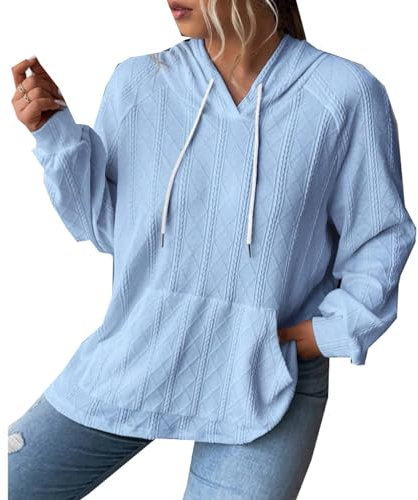 Damen Herbst Und Winter Einfarbig Bequem LäSsig Lose Kapuzen Langarm Taschen Pullover Damen
