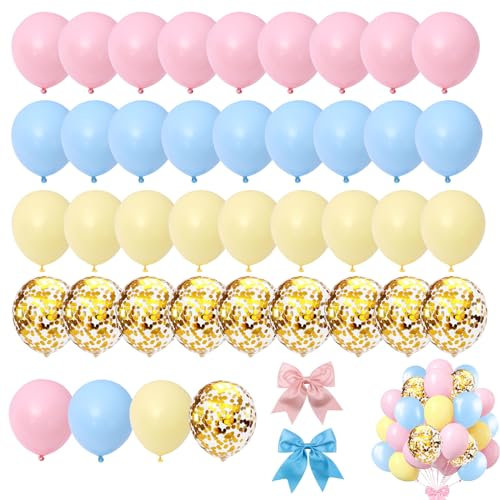 VIKY® Gender Reveal Balloon Blau Rosa,Baby Gender Reveal Party Deko,Boy or Girl Deko,Babyparty Deko,Baby Shower Deko Helium Luftballons Set mit Latex Ballons,Konfetti Luftballons und Baby Haarspangen