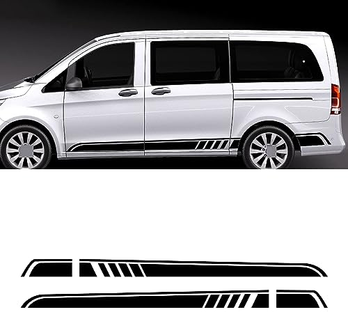 SUKORI Karosserie-Seitenstreifen-Aufkleber,für Mercedes Benz Vito Viano V Class w447 v260,Auto-Karosserie-Tür-Dekor-Aufkleber,Vinyl Aufkleber Außenzubehör,A-Black