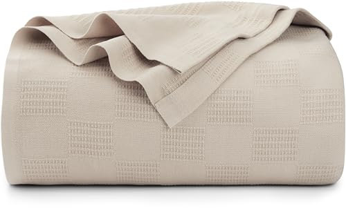 Utopia Bedding Khakifarbene Decke aus 100 % Baumwolle, Big-Size, 308 x 308 cm, 350 g/m², leichte, weiche und atmungsaktive Thermodecke für alle Jahreszeiten