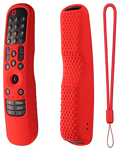 Silicone Remote Cover Compatitive with LG Magic Remote Control AN-MR21GA MR22GA MR23GN, Silicone Case for LG Smart TV Remote with Lanyard (Red)