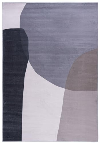 Mazovia Modern Teppich mit geometrischem Muster - Kurzflor - Minimalistisch Design - Weich Teppich für Wohnzimmer - ÖKO-TEX Wohnzimmerteppich - Beige Grau 140 x 200 cm