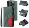 Hülle für Vivo V29 Lite/Vivo Y78 5G Handyhülle, Handytasche Leder Case Brieftasche Geldbörse mit Reißverschluss Kartenfach Umhängeband Wallet Cover Klapphülle für Vivo V29 Lite/Vivo Y78 5G Grün